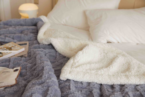 Patura cocolino 200x230cm,tip tricotaj cu blanita,gri deschis-F042 [6]