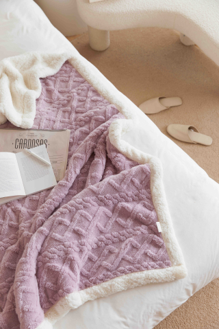 Patura cocolino 200x230cm,tip tricotaj cu blanita,lila-F037 [4]