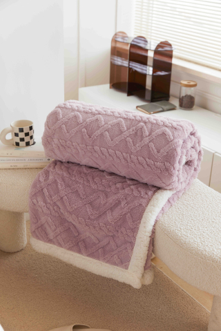 Patura cocolino 200x230cm,tip tricotaj cu blanita,lila-F037 [1]
