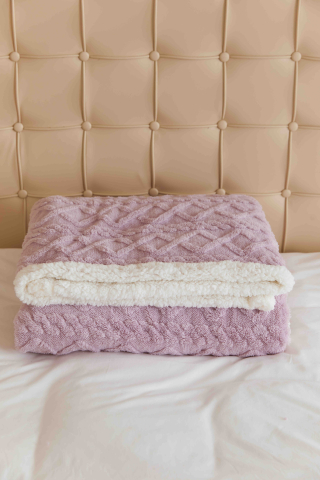 Patura cocolino 200x230cm,tip tricotaj cu blanita,lila-F037 [3]