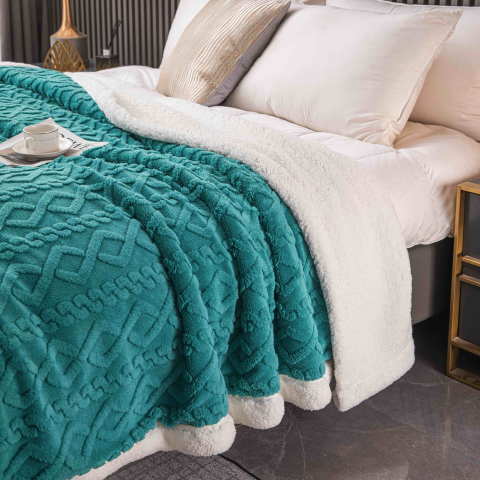Patura cocolino 200x230cm,tip tricotaj cu blanita,turcoaz-F038 [1]