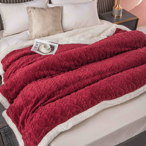Patura cocolino 200x230cm,tip tricotaj cu blanita,visinie-F034 [2]