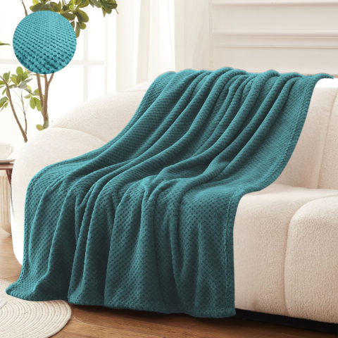 Paturi cocolino - Patura cocolino verde petrol cu aspect tricotat 200x230 cm
