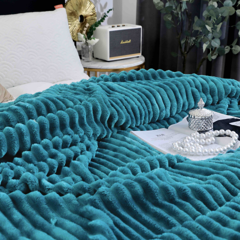 Patura cocolino gofrata 200x230cm Jojo Home,turcoaz-F059 [3]