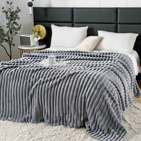 Patura cocolino gofrata 200x230cm Jojo Home,gri deschis-F043 [1]