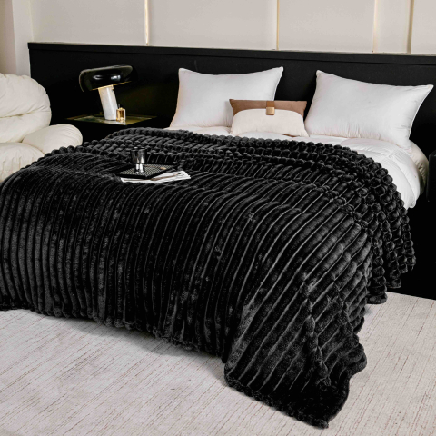 Paturi cocolino - Patura cocolino gofrata 200x230cm Jojo Home,gri inchis-F044Patura cocolino gofrata 200x230cm Jojo Home,neagra-F139