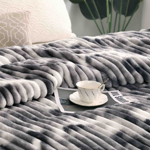 Patura cocolino gofrata 200x230cm Jojo Home,gri-alba-F062 [3]