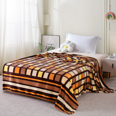 Paturi cocolino - Patura cocolino maro cu model carouri 200x230 cm
