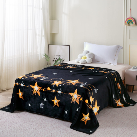 Paturi cocolino - Patura cocolino neagra cu stele aurii 200x230 cm