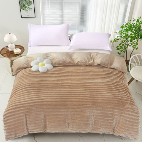 Paturi cocolino - Patura cocolino bej cappuccino striata 200x230 cm