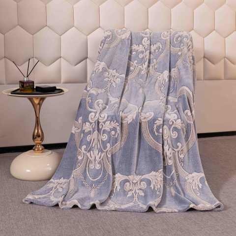 Patura pufoasa cocolino 200x230cm,gri,imprimeu oriental-F076 [3]