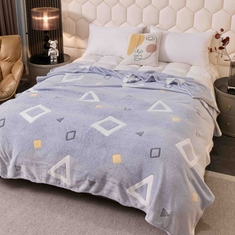Paturi cocolino - Patura pufoasa cocolino 200x230cm,gri,forme geometrice-F078