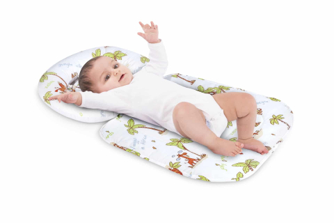 Mama si copilul - Paturica impermeabila cu tetiera detasabila model Jungle