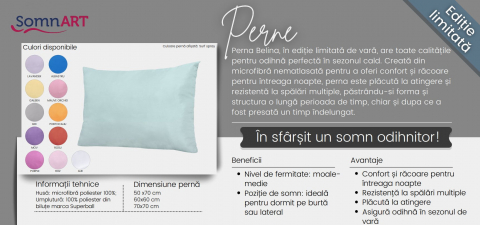Perna 50x70 Somnart Belina, microfibra, lavabila la masina, vidata, Purple [2]