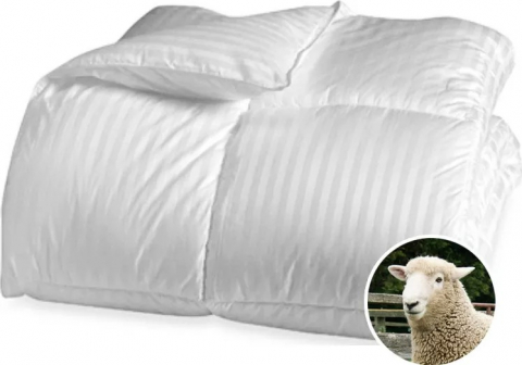 Pilota lâna de iarna 200x210,Solena,cu fata 100% bumbac damasc,alba-PLT24 [1]