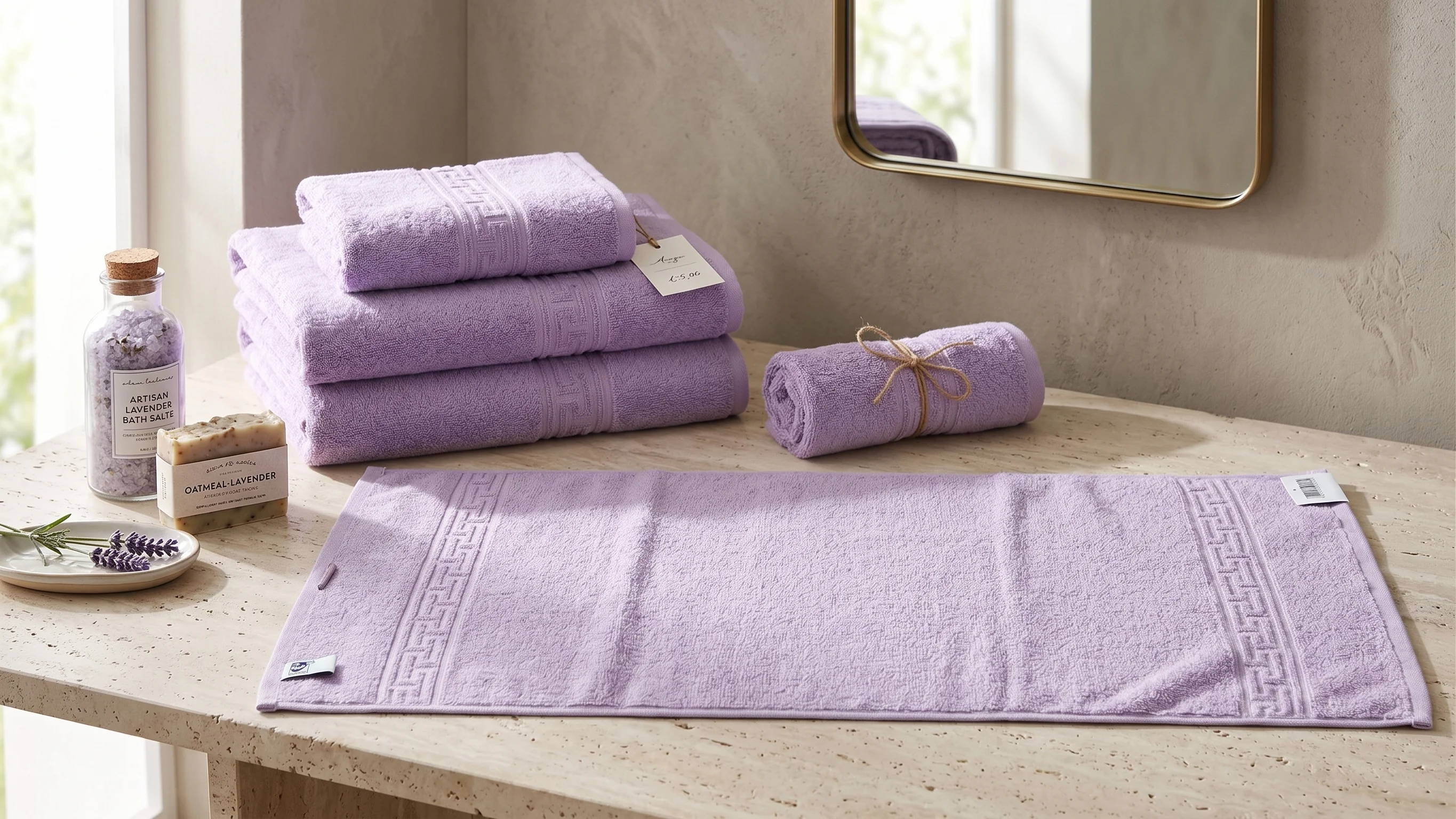 Articole baie - Prosop horeca bumbac 500 GSM Greek Border-purple dune