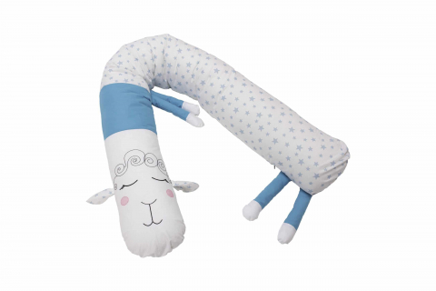 Mama si copilul - Protectie laterala pentru patut, Oita, Albastru, 25x180 cm