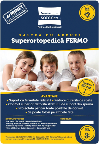 Saltea cu arcuri SomnART FERMO 140x200, înălțime 30 cm, superortopedica, husă matlasată, duritate extra ferma [11]
