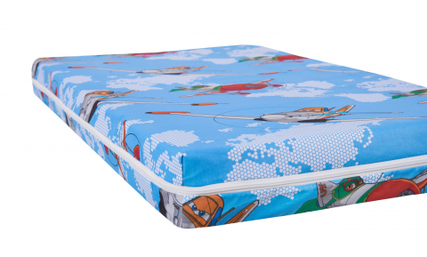 Saltea cu memorie Somnart Memory 60x120, înălțime 10 cm, pentru bebeluși și copii, husă impermeabilă, fermitate medie, model aviator [2]