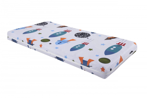 Saltele - Saltea cu memorie Somnart Memory 60x120, înălțime 10 cm, pentru bebeluși și copii, husă impermeabilă, fermitate medie, model rachete