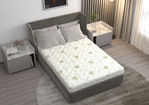 Saltele - Saltea cu spumă poliuretanică SomnART FermiMax Aloe Vera 120x200, înălțime 15 cm, anatomică, husa lavabilă și detașabilă cu fermoar, rulată, fermitate ridicată