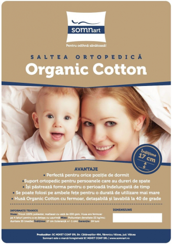 Saltea cu spuma poliuretanica Somnart Ortopedic Bio Cotton 160x200, inaltime 17 cm, ortopedica, husa detasabila si lavabila, fermitate medie [10]