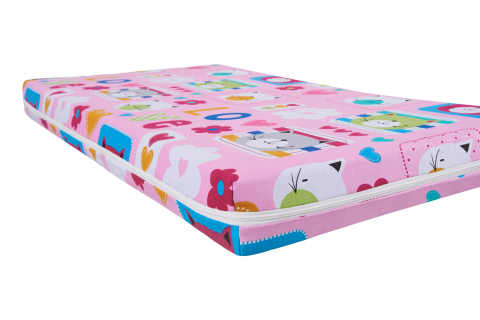 Saltea cu spumă poliuretanică Somnart Ortopedică 70x140, înălțime 10 cm, pentru bebeluși și copii, husă impermeabilă, fermitate medie, model flori [1]