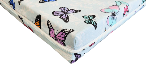 Saltea cu spumă poliuretanică Somnart Ortopedică 70x140, înălțime 10 cm, pentru bebeluși și copii, husă impermeabilă, fermitate medie, model fluturi [5]