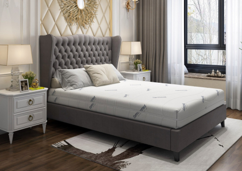 Saltele - Saltea cu spumă poliuretanică Somnomed Antiacaria 120x190, înălțime 20cm, pentru alergici, husă detașabilă și lavabilă cu tratament antiacarian, fermitate medie