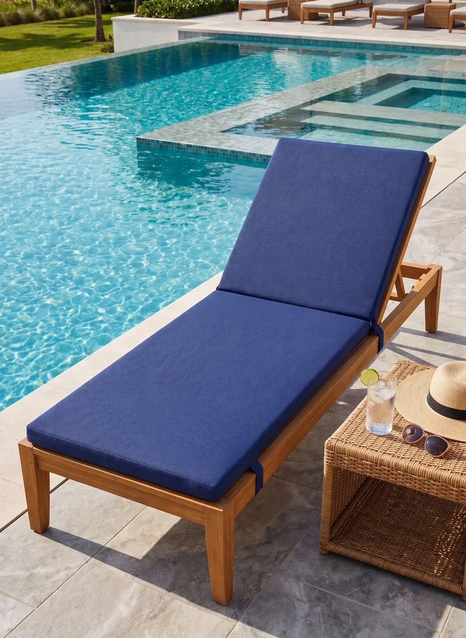 Saltele pentru sezlong - Saltea sezlong premium 2 segmente bleumarin pentru terasa si piscina