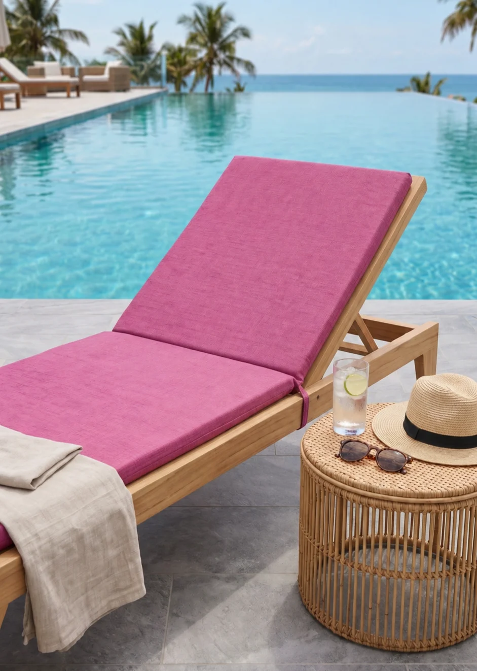 Saltele pentru sezlong - Saltea sezlong premium 2 segmente lila pentru terasa si piscina