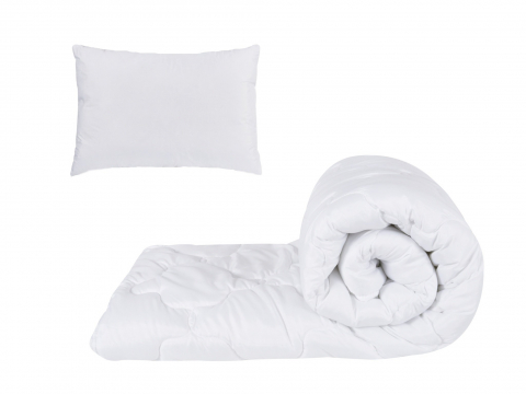 Pilote - Set alb, pilota 150x200cm 250gsm + 1 perna alba matlasata 50x70cm