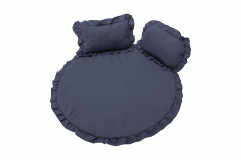Mama si copilul - Set covoras impermeabil cu volan + 2 perne SomnArt, din in, Albastru