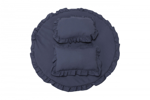 Set covoras impermeabil cu volan + 2 perne SomnArt, din in, Roz [3]