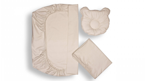 Set lenjerie patut + pernuta pentru formarea capului bebelusului SomnArt, bumbac egiptean, 60x120 cm, Alb [3]