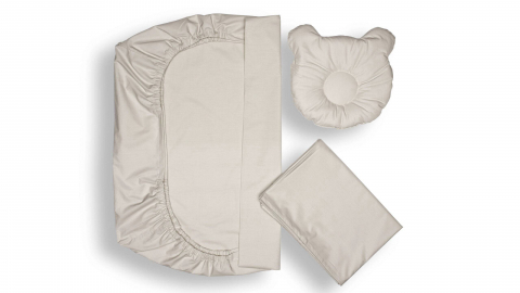 Mama si copilul - Set lenjerie patut + pernuta pentru formarea capului bebelusului SomnArt, bumbac egiptean, 60x120 cm, Gri deschis