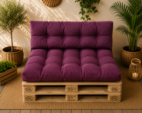Saltele pentru mobilier paleti - Set perne gradina Pallet Soft Seating mov pruna uni