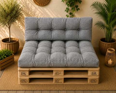 Saltele pentru mobilier paleti - Set perne gradina Pallet Soft Seating gri deschis uni