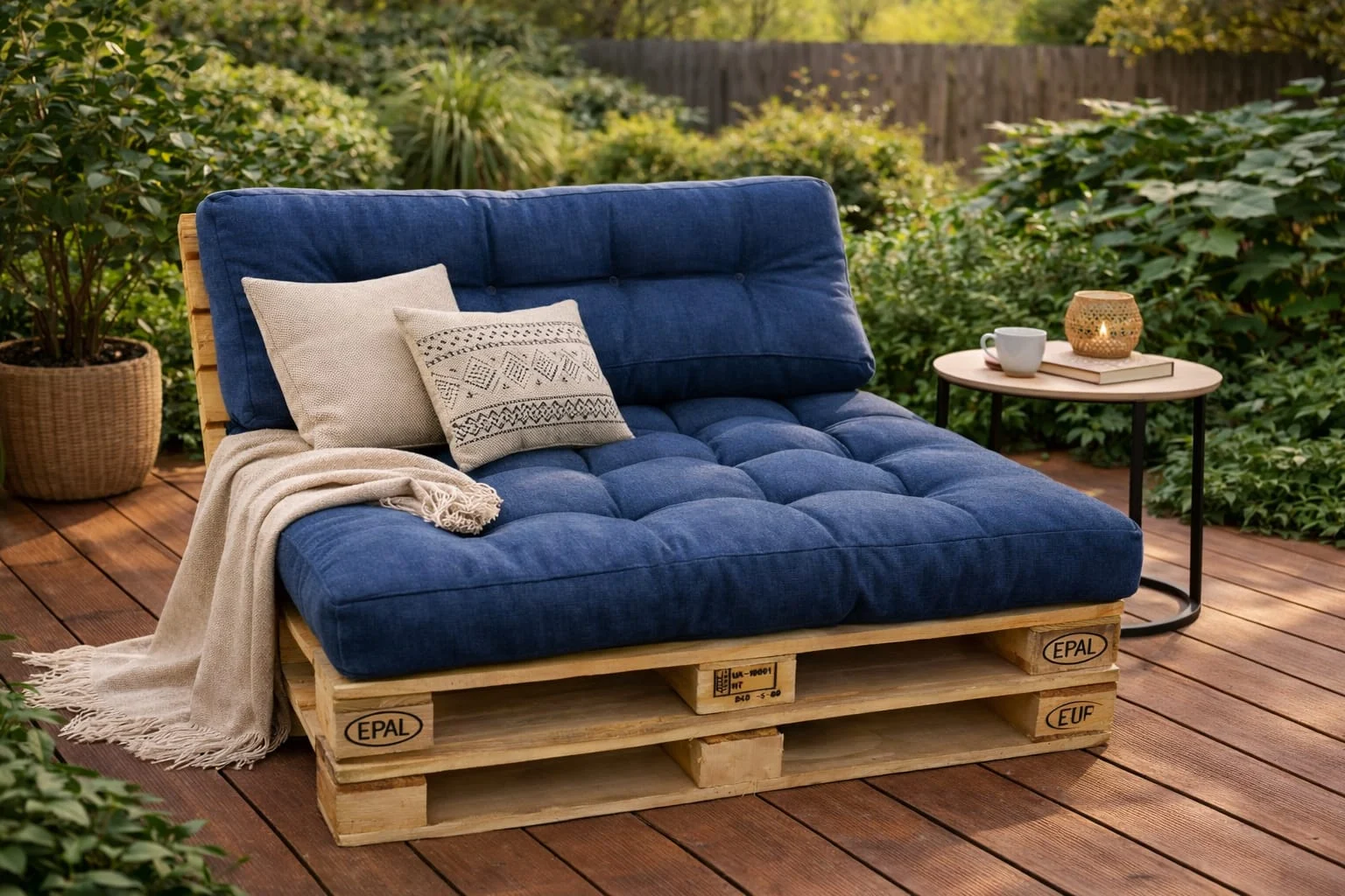 Saltele - Set perne gradina Pallet Soft Seating - Albastru