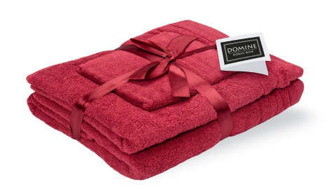 Prosoape bumbac 100% - Set prosoape bumbac Domine 600gsm de fata 50x90 cm + de corp 70x140 + de maini 30x50 cm, bordeaux