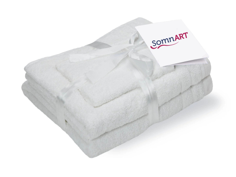 Articole baie - Set prosoape bumbac Somnart, 600gsm, de fata 50x90 cm + de corp 70x140 + de maini 30x50 cm, alb optic