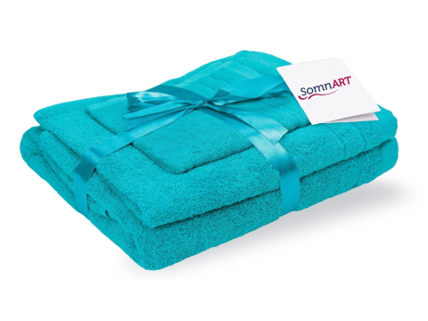 Articole baie - Set prosoape bumbac Somnart 600gsm de fata 50x90 cm + de corp 70x140 + de maini 30x50 cm, turcoaz