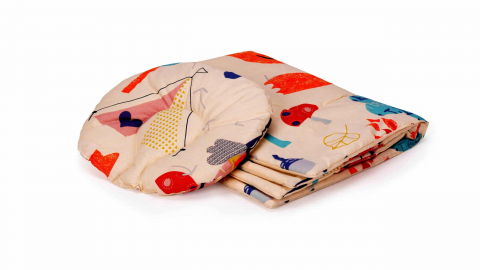 Mama si copilul - Set paturica + pernuta formarea capului bebelusului SomnArt, model Bufnite