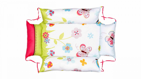 Set reductor bebe nest + paturica + pernuta pentru formarea capului bebelusului SomnArt, model fluturi, Bleu [1]