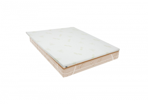 Toppere saltea - Topper Aloe Vera 140x200x5 cm, cu elastic, husa detasabila si lavabila, fermitate medie