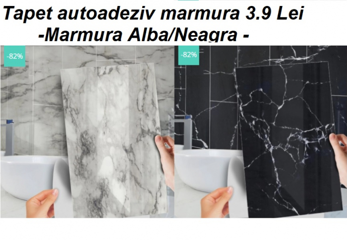 Tapet 3d Autoadeziv Marmura alba/neagra 60x50 cm [1]