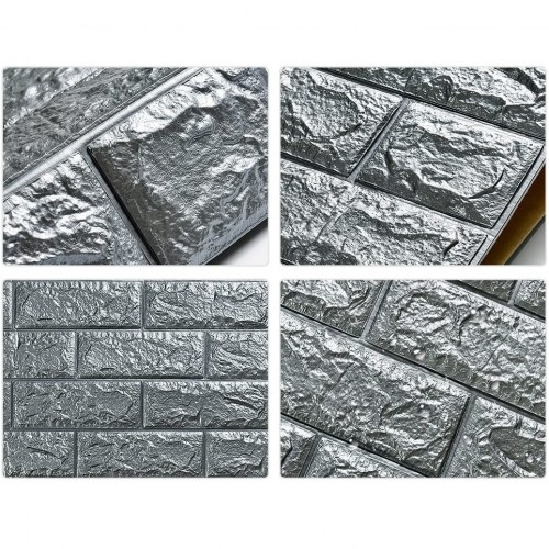 Panou de perete 3D autoadeziv cărămidă gri 70x77 cm [3]
