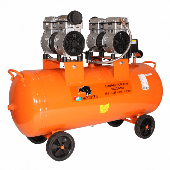 BISONTE SC024-100 Compresor aer cu piston fara ulei 100L, debit aer 336 l/min, 8 bar [3]