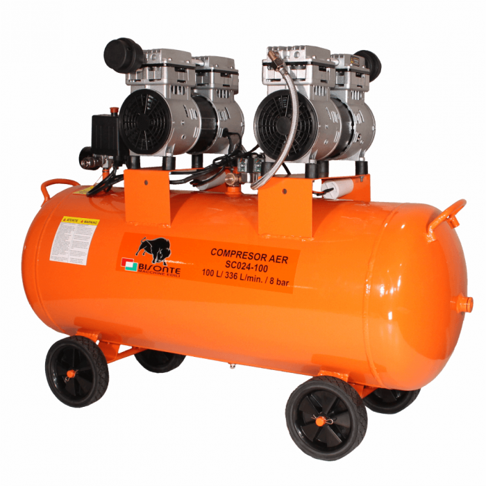 BISONTE SC024-100 Compresor aer cu piston fara ulei 100L, debit aer 336 l/min, 8 bar [2]