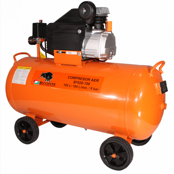 BISONTE SF020-100 Compresor aer 100L, debit aer 187 l/min [2]